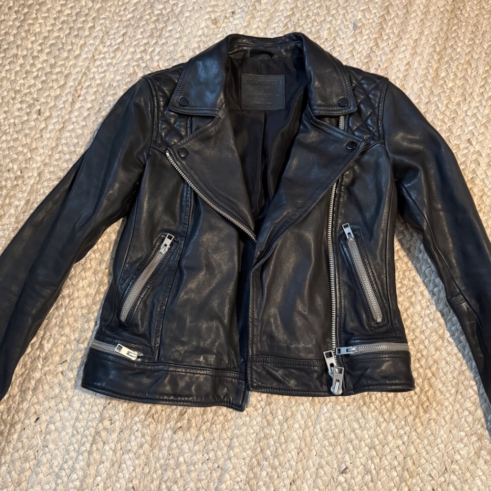All Saints Conroy Leather Jacket XS /2 Brand new - Picture 5 of 13